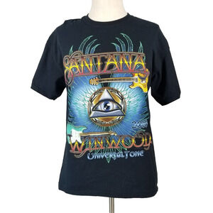 Carlos Santana Stevie Winwood concert tour shirt men's large black cotton 2010